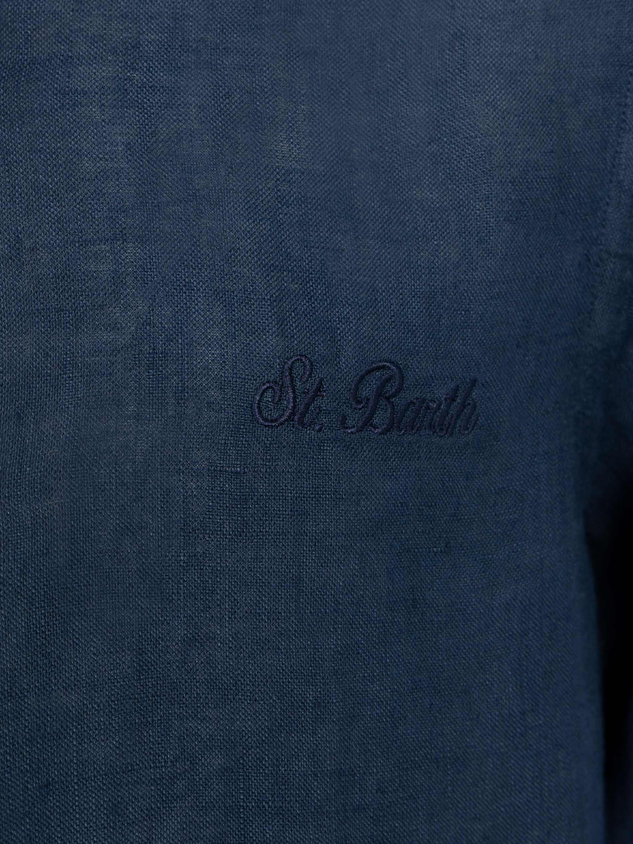 Agnes marineblauwe linnen blouse
