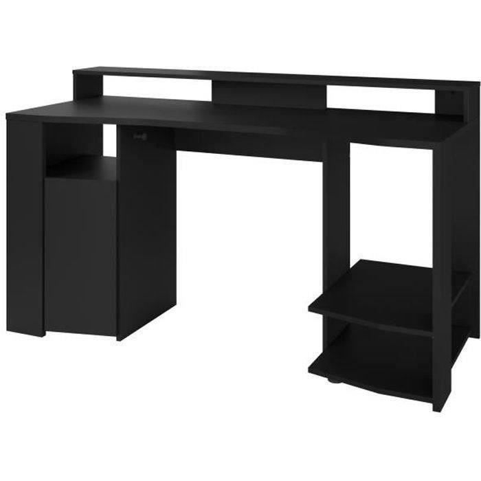 Escritorio para juegos LED para diestros - Negro - Ancho 152 x Profundidad 61,5 x Alto 86,7 cm - Amplia zona de juego - GAMING