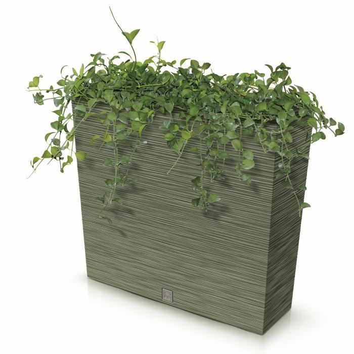 Haut bac à fleurs bac à balcon bac à plantes pot de fleur gris L 58 cm avec insert cache-pot en plastique unique