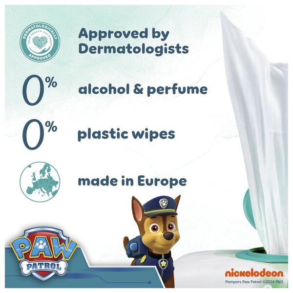 Salviette umidificate per neonati Pampers Harmonie Aqua Paw Patrol<br>3 confezioni da 48 pezzi