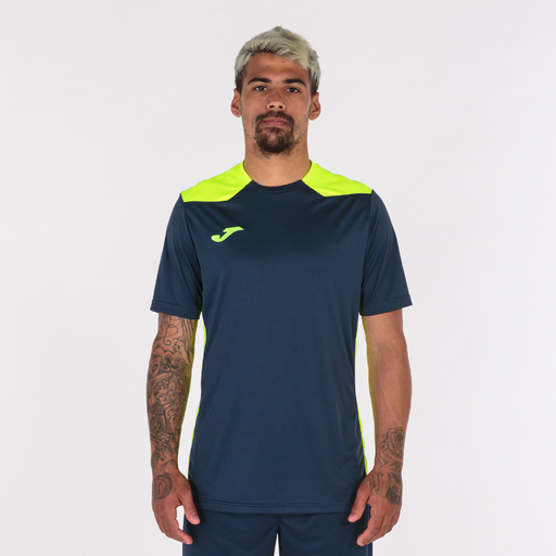 Camiseta Manga Corta Joma Championship Vi Marino Amarillo Flúor