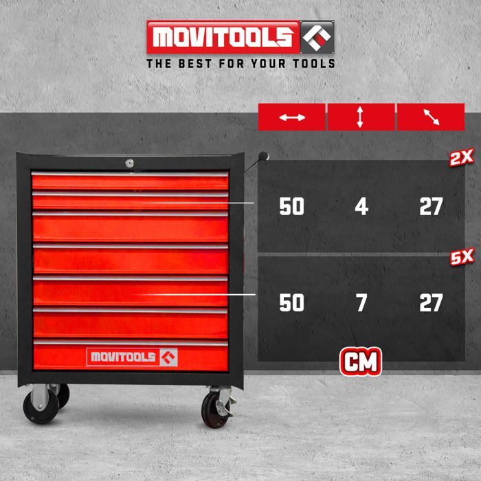 Carro de taller metálico de 7 cajones - Movitools