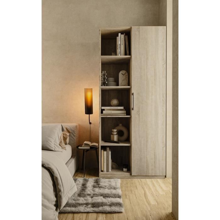 VILLME - Librería de diseño minimalista - 1 puerta + 10 estantes - 80x30x182 cm - Mueble de almacenamiento