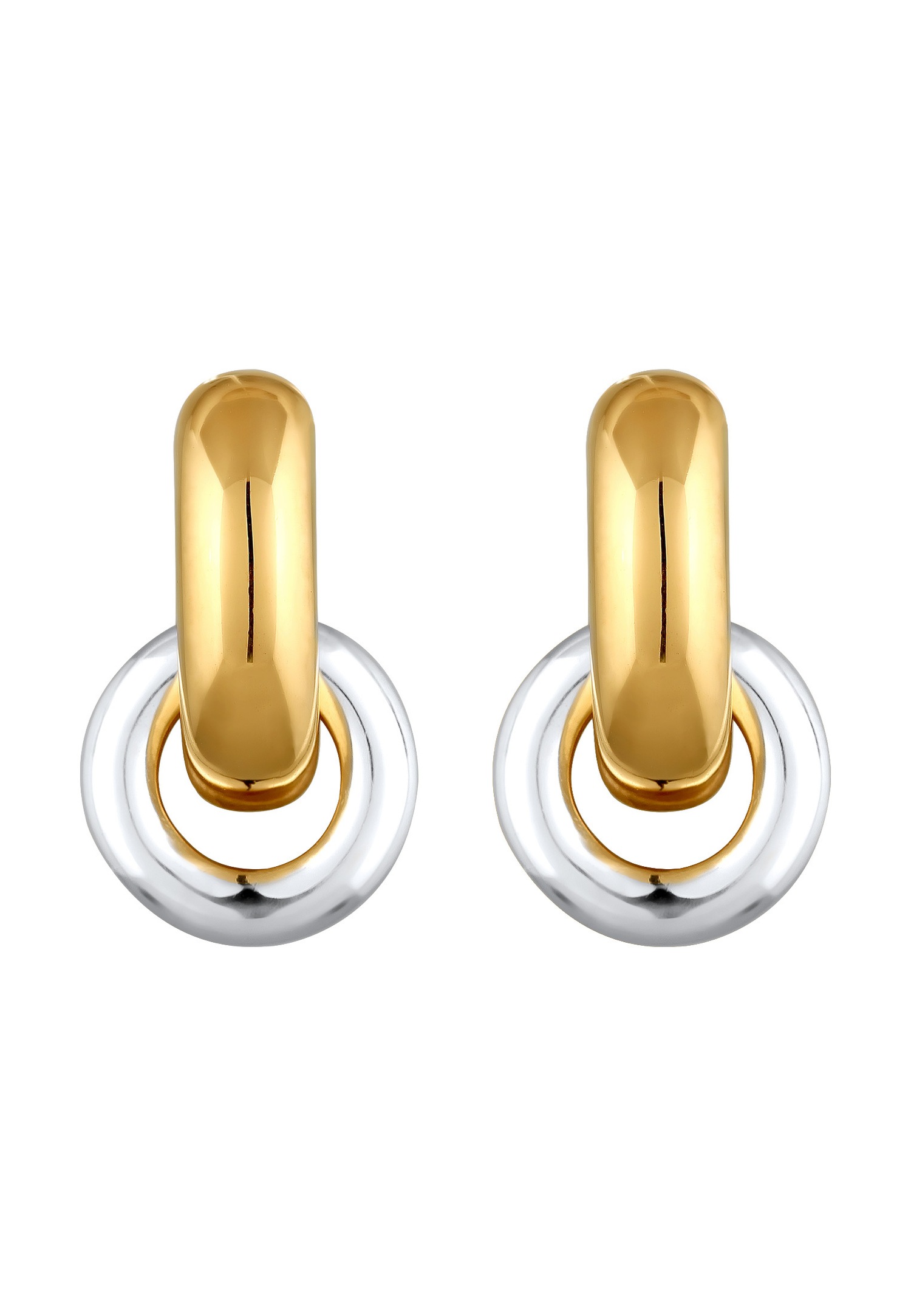 Elli Elli Boucle d'oreille Créole Femmes Bicolore Argent Sterling 925 Party / New Year's Eve Or
