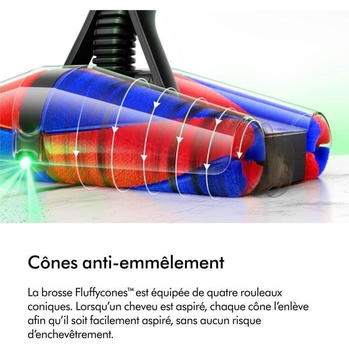 DYSON PENCILVAC Fluffycones - Aspirateur Balai sans fil - Léger et maniable - Brosse multidirectionnelle - Poids 1,8 kg