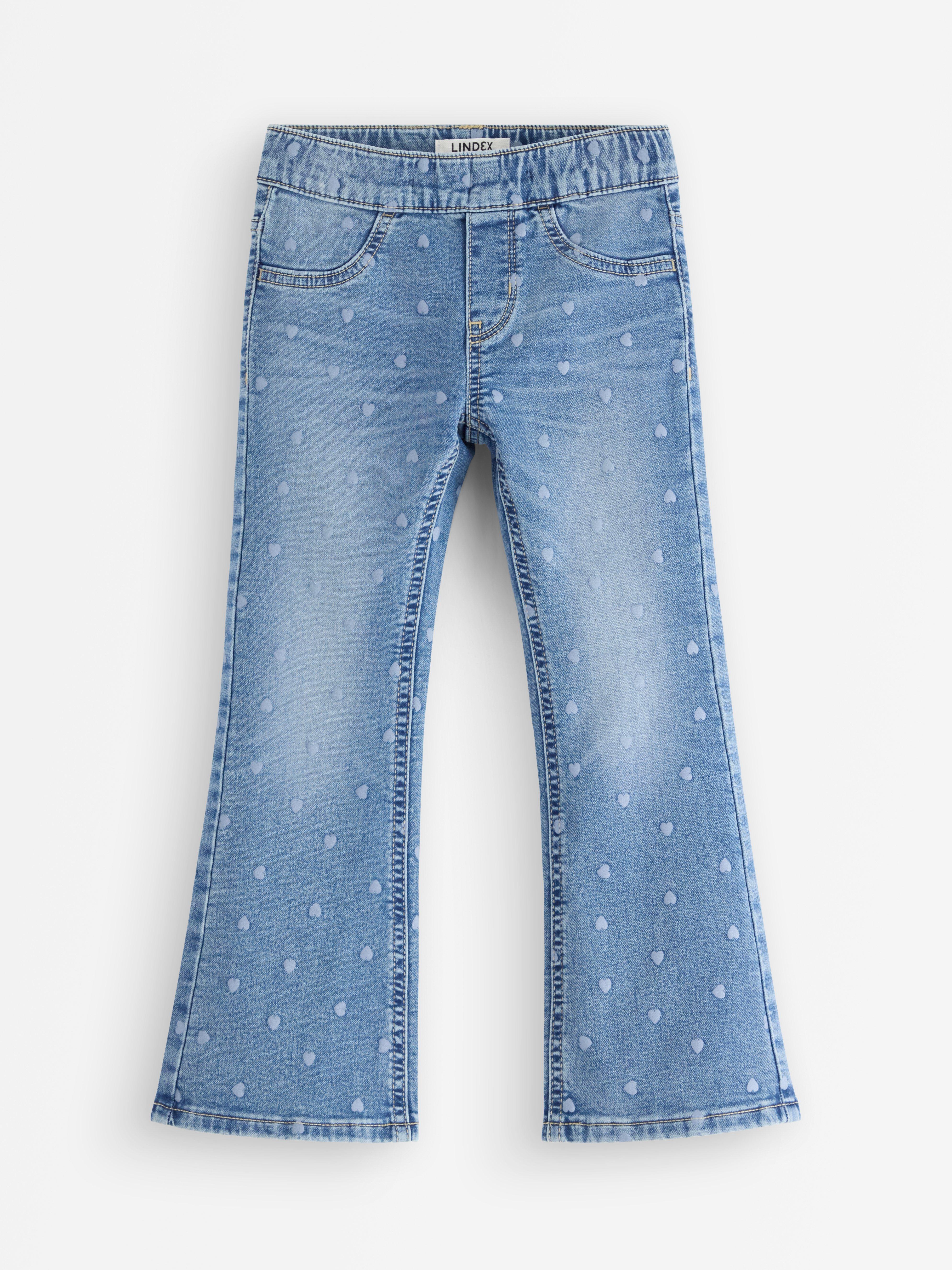 FREJA Flared jeans med hjerter Denimblå