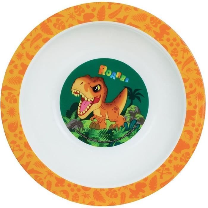 JURASSIC WORLD - Juego de vajilla infantil con taza, tazón, plato, cubiertos, botella de agua y caja para aperitivos.