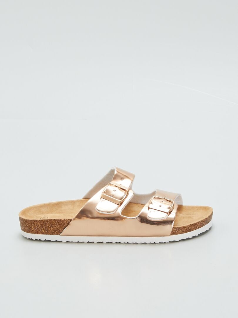 Muiltjes met metalen gespen - BEIGE