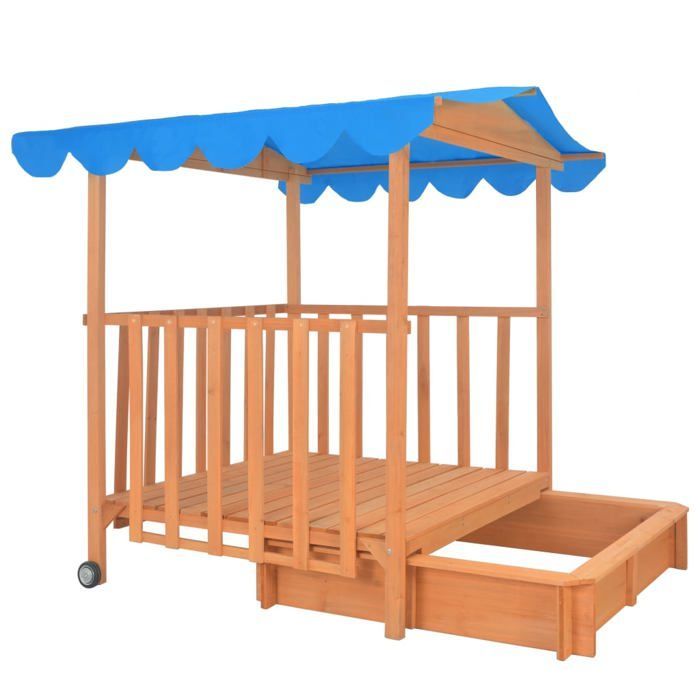 Children's playhouse and sandbox made of fir wood, UV50 blue, 02_0005061