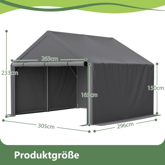 CDISPLAY Caseta de jardín con almacenamiento, 305 × 296 × 233 cm, garaje para bicicletas, refugio multiusos.