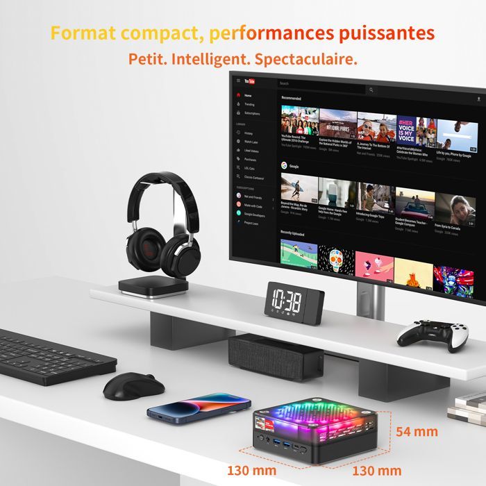 AWOW Mini Gaming PC AMD Ryzen 7 7840HS (8c/5.1GHz), 32 GB DDR5, 1 TB SSD, Radeon 780M, 4K, WiFi 6, BT 5.2, 2xLAN 2.5G