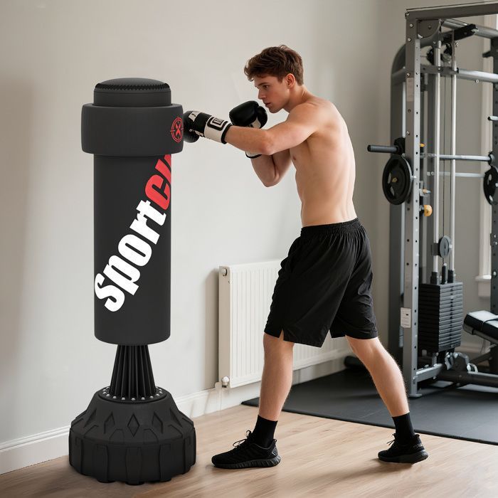 SPORTNOW - Sac de boxe sur pied - Plastique - 58x58x175cm - Noir