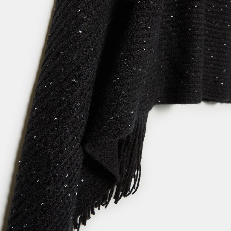 Poncho con micro strass e frange