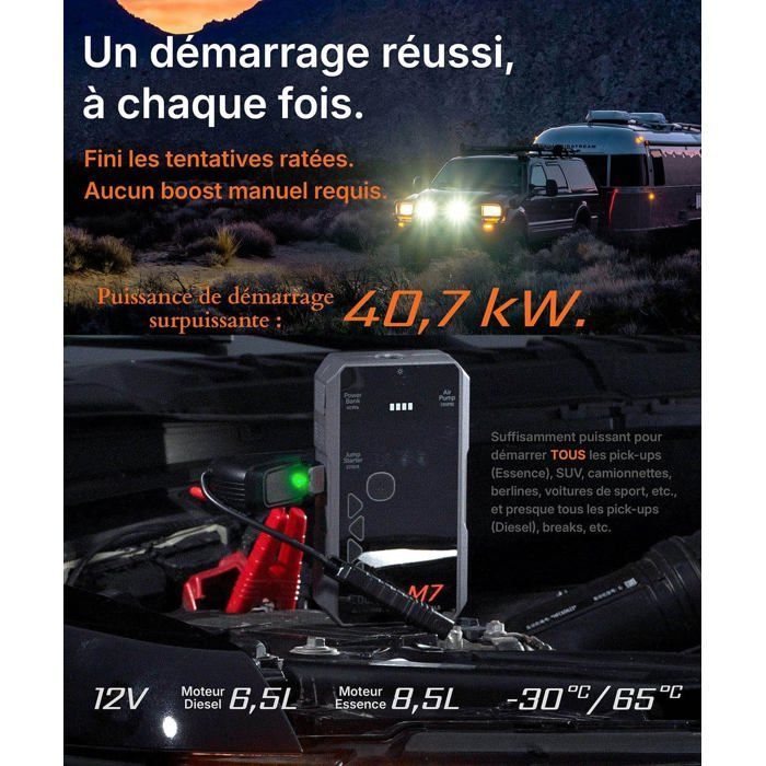 Booster batterie voiture intelligent - SWAPY - Modèle M7 - 12V - Compresseur 150 PSI - 60Wh