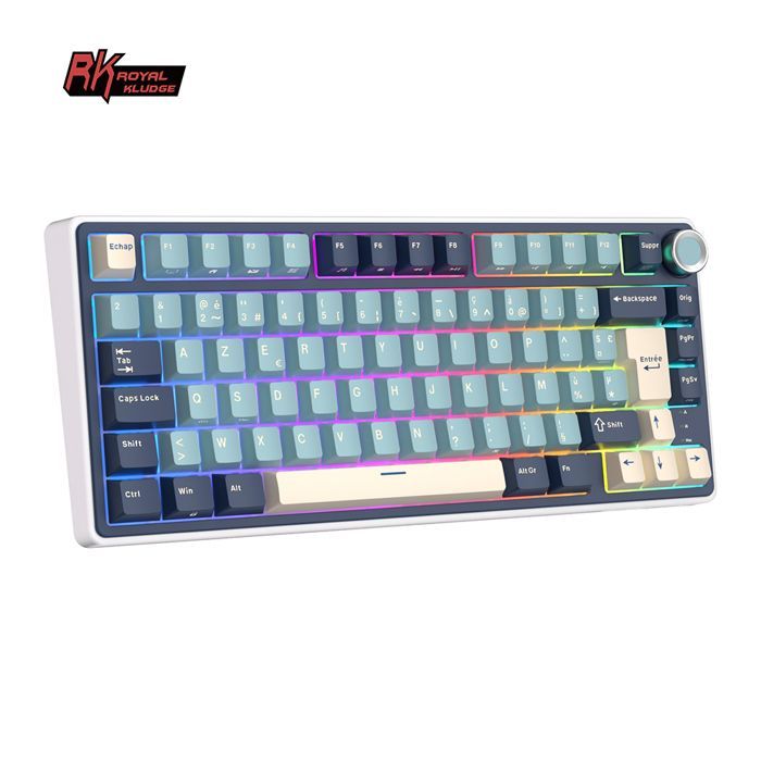 RK ROYAL KLUDGE Clavier Gamer Mécanique/Clavier TKL 75% Hot Swap QMK/Via/PBT Keycaps/K-Silver Switch/AZERTY Français clavier gaming