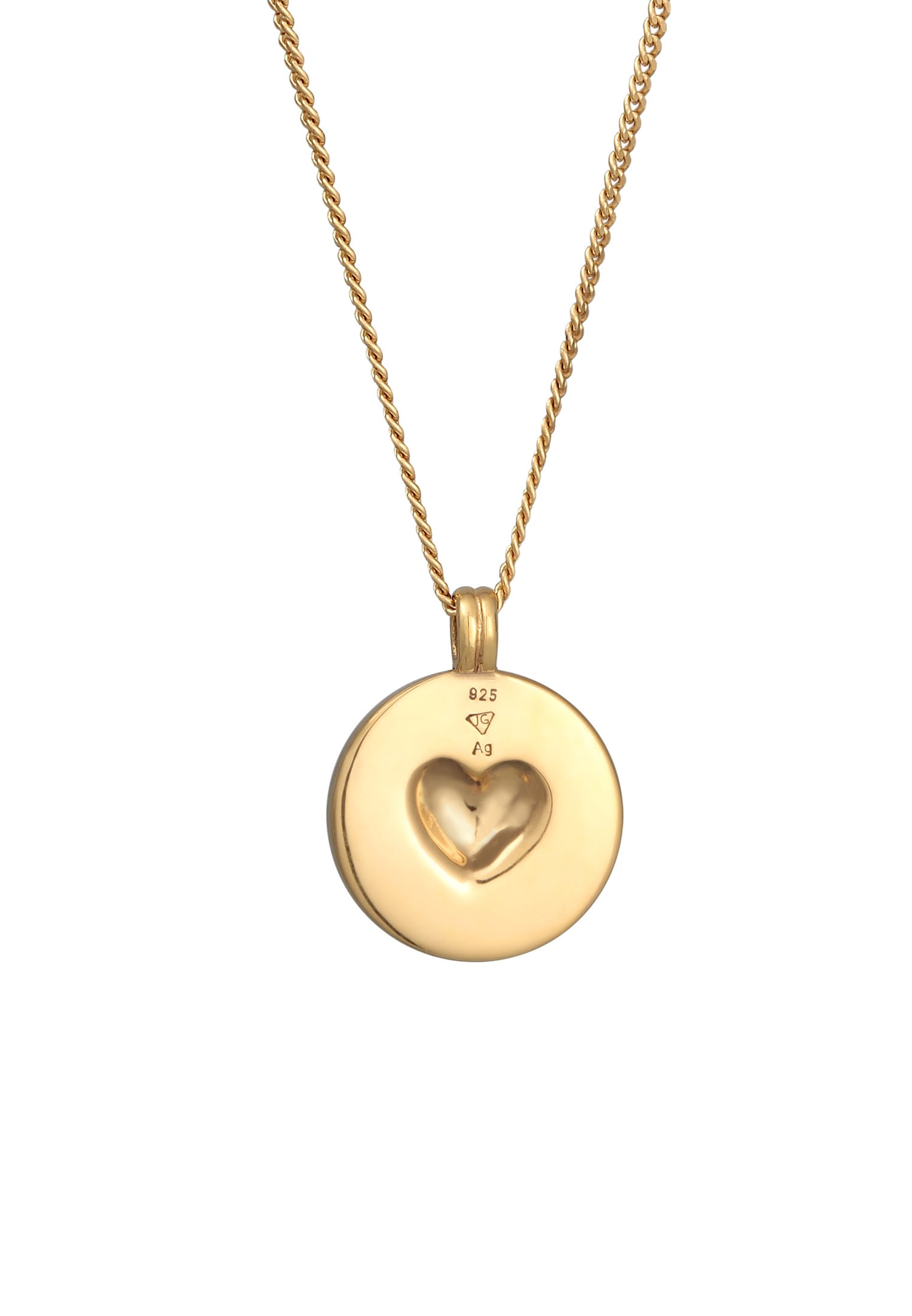 Elli Femmes Pendentif cœur Coin avec émail en Argent Sterling 925 Plaqué Or
