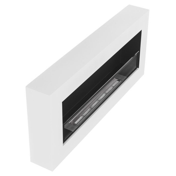 Cheminée bio ethanol BOX blanche 90cm. Cheminee bioethanol avec vitre, murale