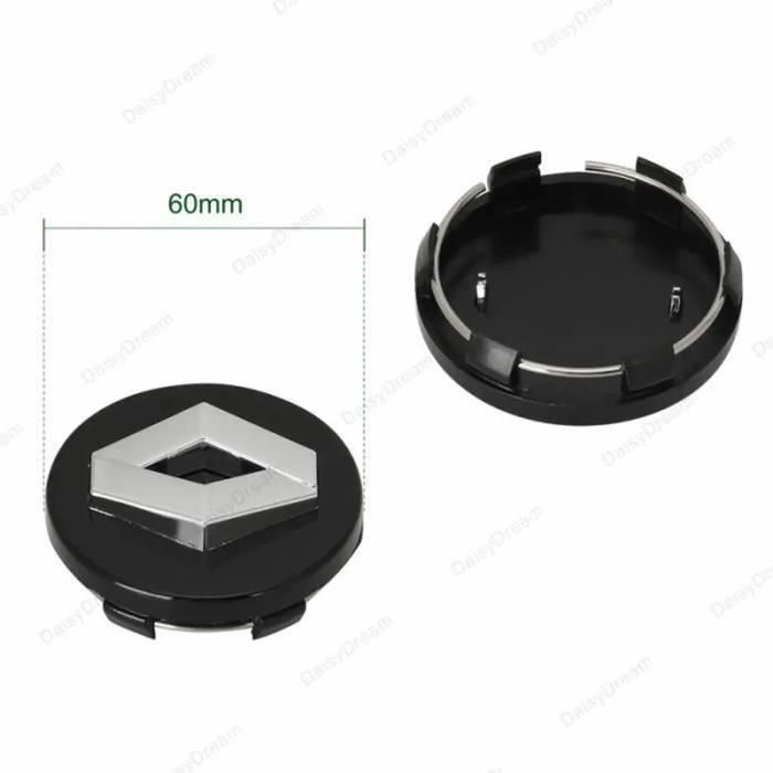 Conjunto de 4 calotas automotivas para Renault, com emblema de 60 mm.