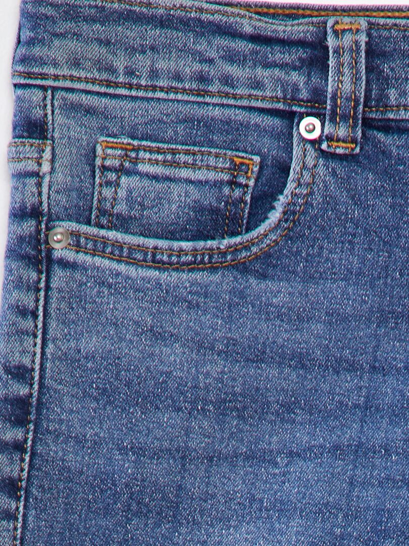 Calça jeans slim de cintura alta ajustável - AZUL