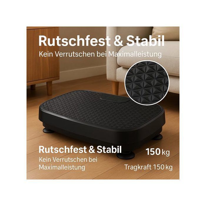 Plataforma vibratoria Homefire negra con 199 velocidades, capacidad de carga máxima de 150/200 kg.