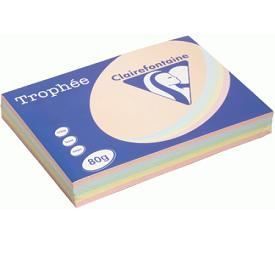 Paperi - CLAIREFONTAINE - Pokaali - A3 - 80g - Erilaisia pastellivärejä - 500 arkkia