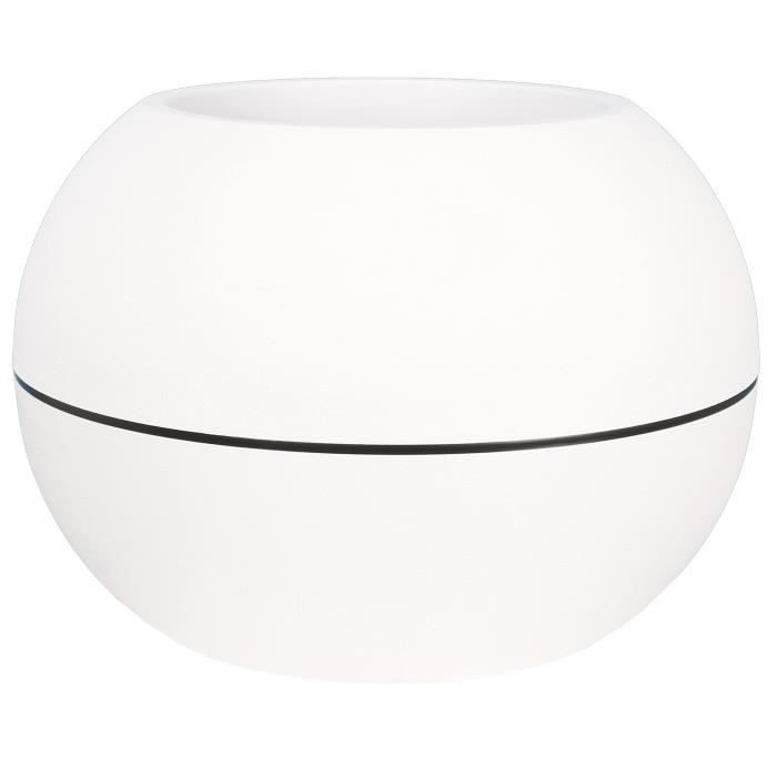 Bac à fleurs rond - RIVIERA - GRANIT BOULE - Plastique - D50 H34,5 cm - Blanc