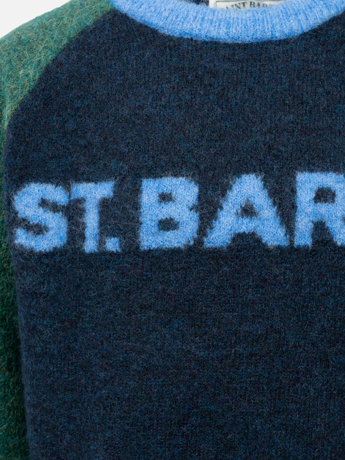 Douglas jongenstrui met ronde hals in blauw en groen met St. Barth-print.