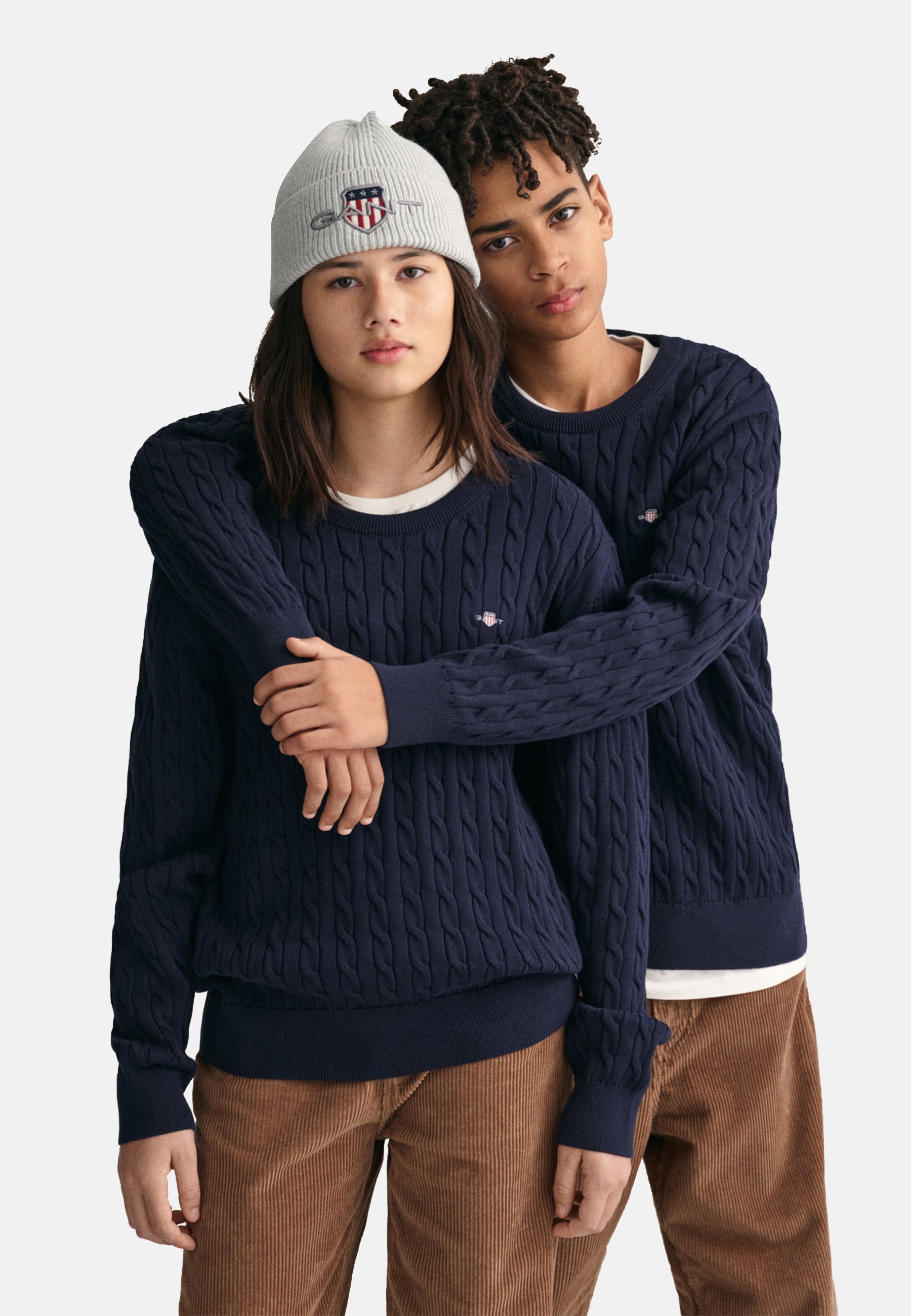 GANT SHIELD KABEL C-NEK - Jumper - avondblauw