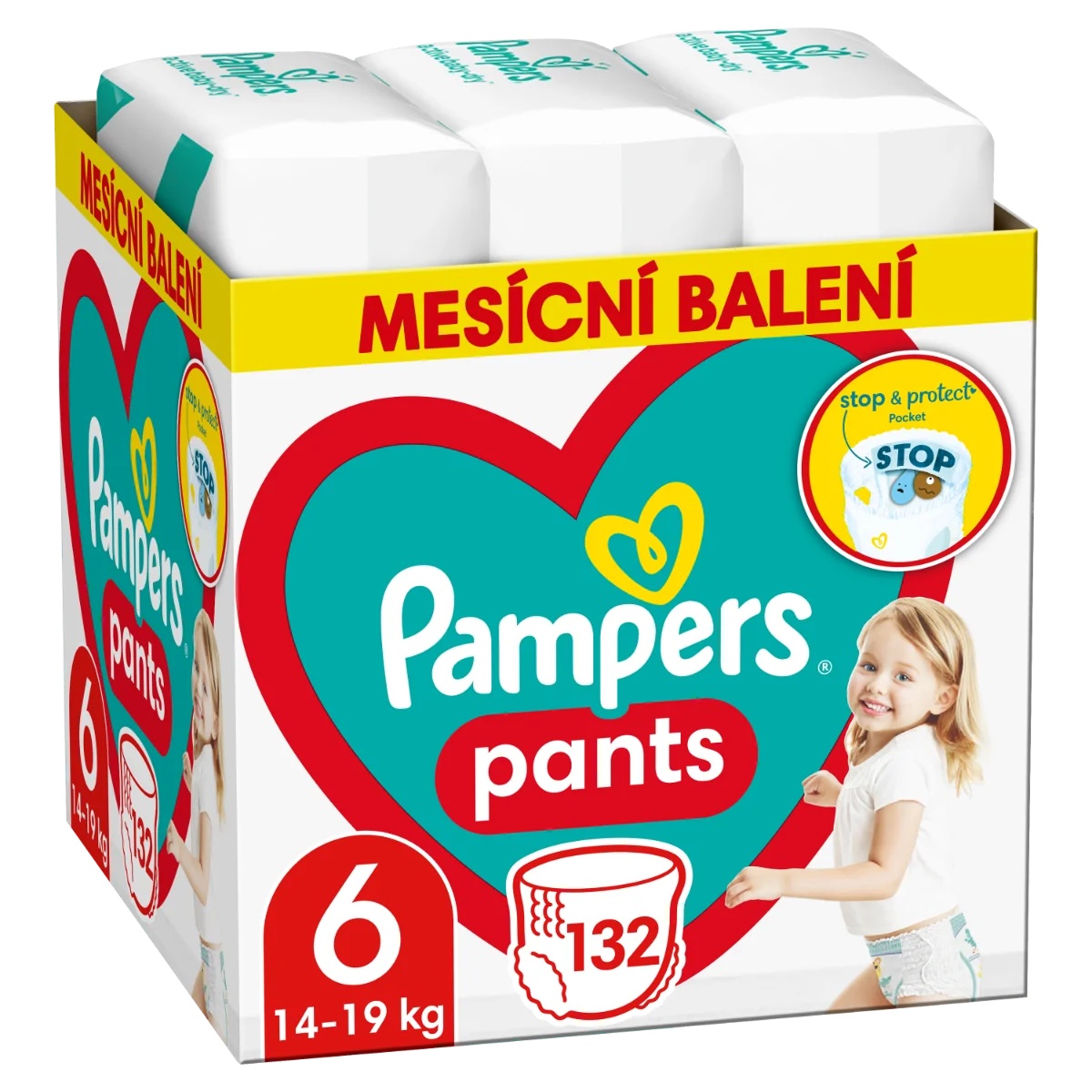 Pañales Pampers 6 x 132 unidades, 14-19 kg