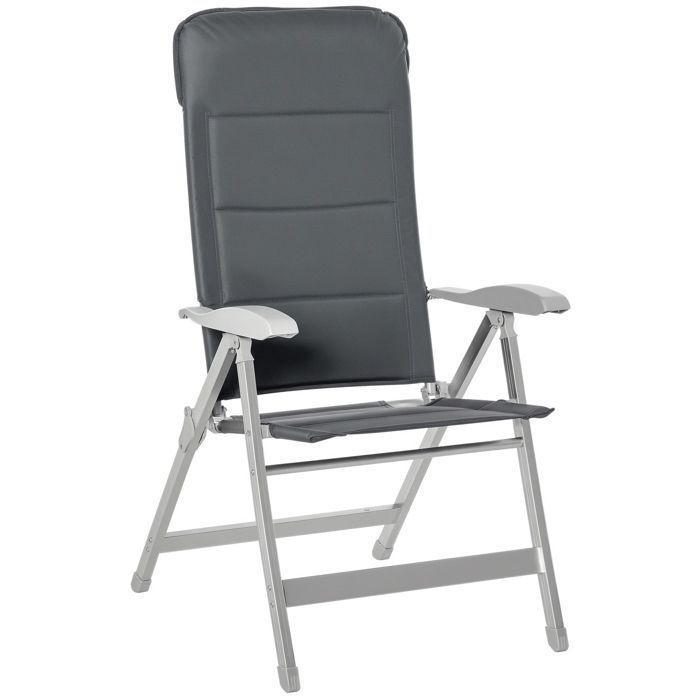 Outsunny - Klappbarer Gartenstuhl - Aluminium - 75 x 61,5 x 115 cm - Dunkelgrau