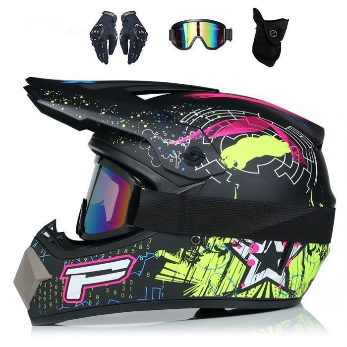 Casco de motocross para adultos, ATV, descenso, MTB, DH, con capucha, color negro.