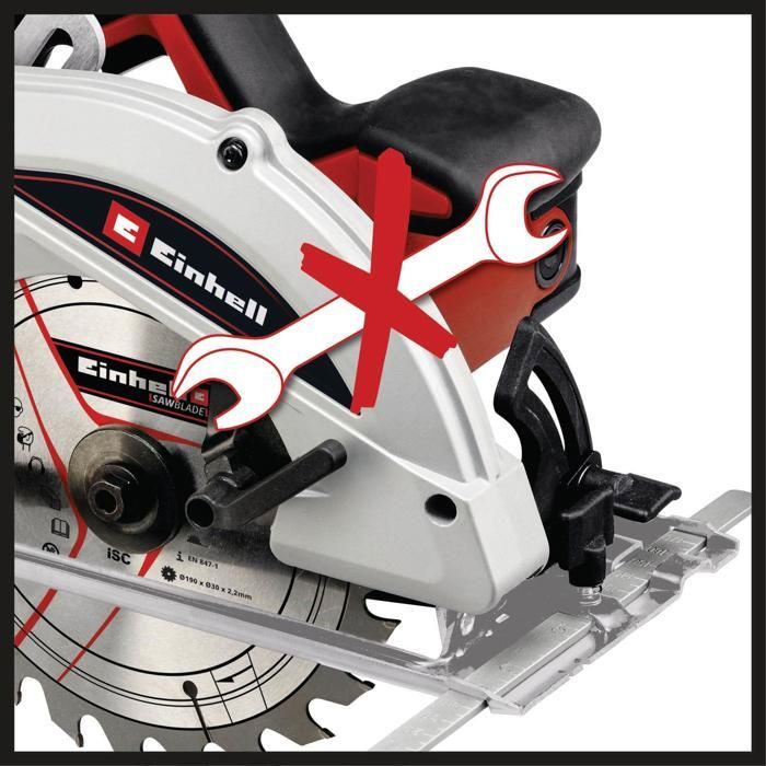 Sierra circular Einhell TC-CS 1410 de 190 mm (1410 W, 190 x 30 mm, máx. 67 mm, cuchilla divisora, bloqueo del husillo)