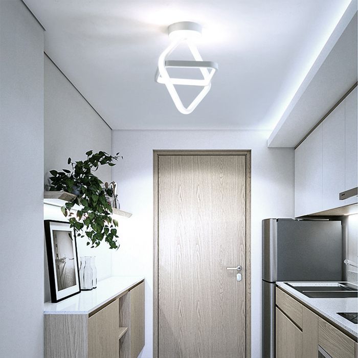 Lámpara de techo LED moderna WOTTES - Diseño geométrico, blanca - para sala de estar, baño - Blanco frío - 1 unidad Ø25*26CM