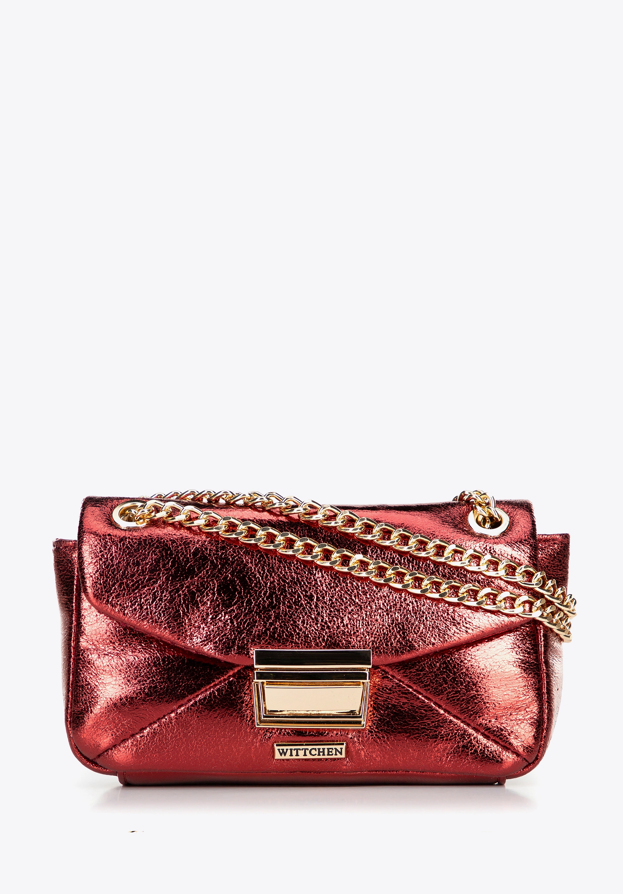 Minitorebka crossbody z połyskującej ekoskóry czerwona