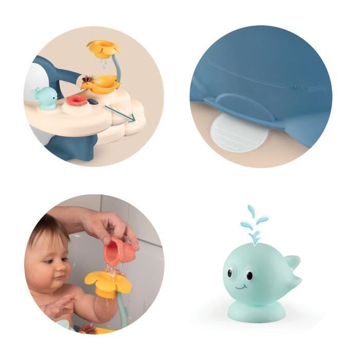 SMOBY - Little Smoby - Siège de Bain - 2 en 1 - Tablette d'Activités Réglable - Ventouses Incluses - dès 6 Mois - Fabriqué en France