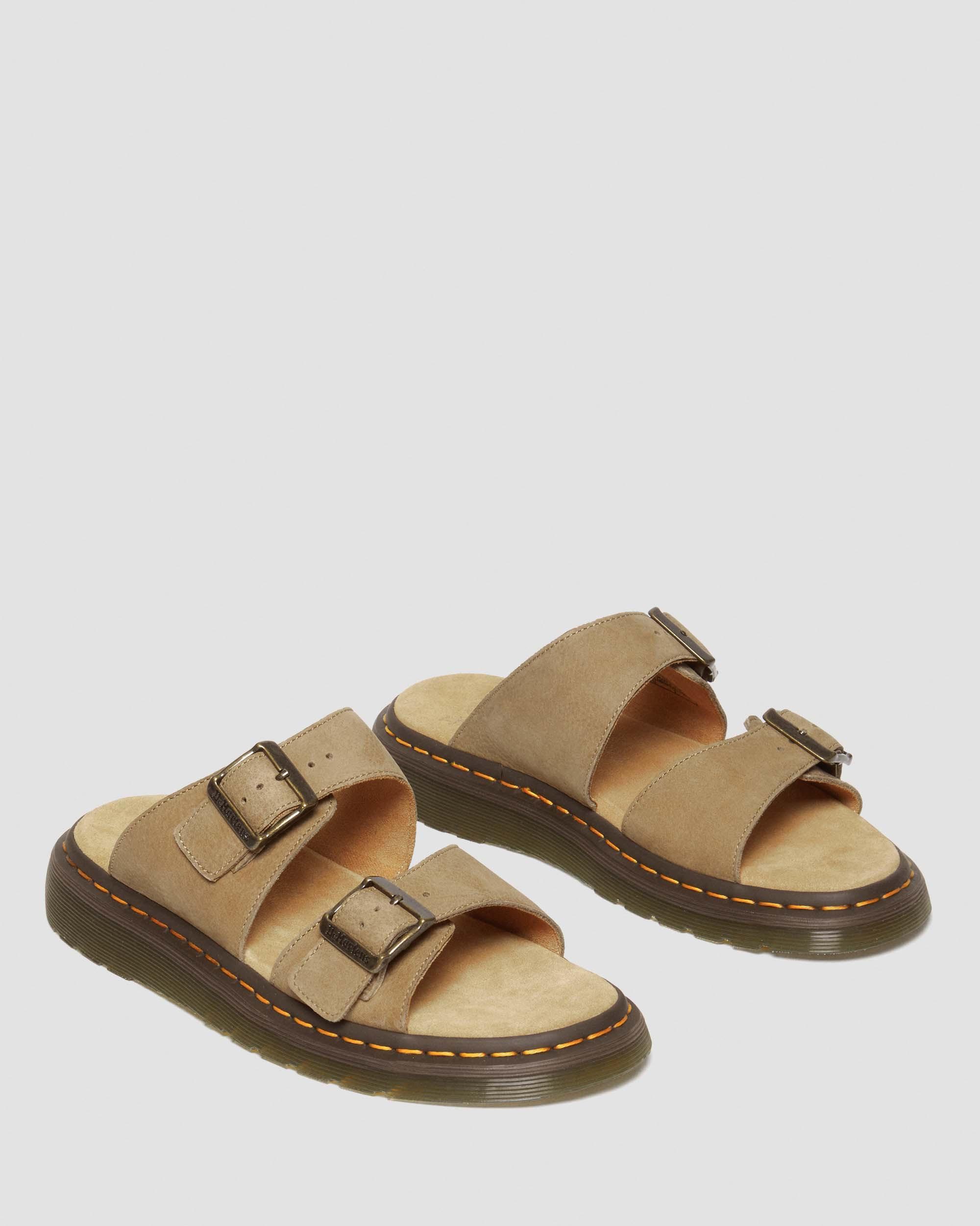 Josef Nubuck Leather Buckle Slide Sandals