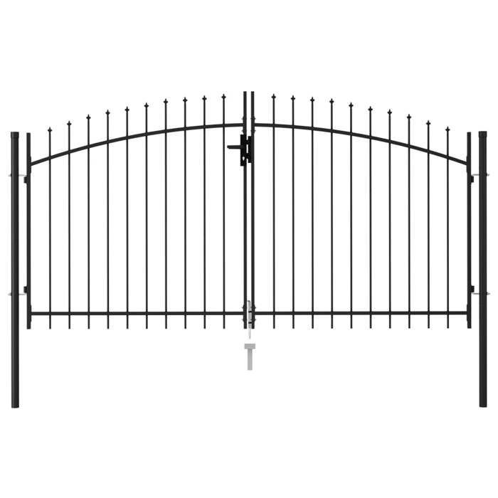 vidaXL Portillon double porte avec dessus à pointe Acier 3x1,5 m Noir