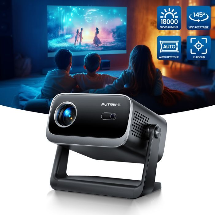 Mini Projector, 18000 Lumens Portable WiFi Bluetooth Full HD Projector Supports 1080P WiFi6 Home Cinema Projector
