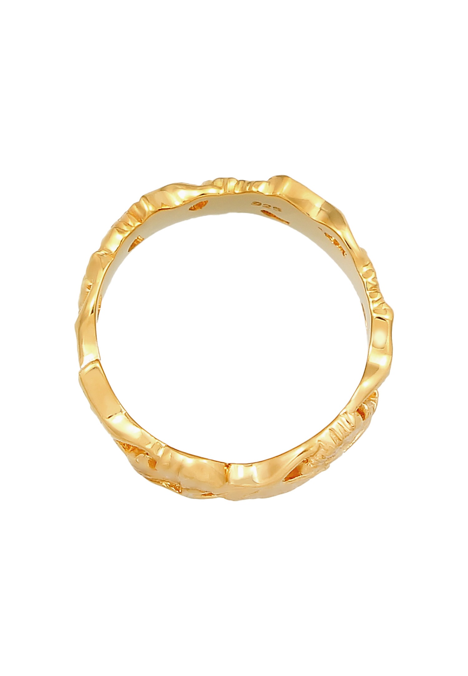 Elli Femmes Bande Ginkgo Feuille Tropicale Tendance Été en Argent Sterling 925 Plaqué Or
