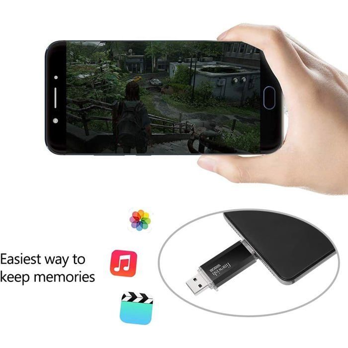 CLé USB 128 Go,2 en 1 USB C Pendrive 128gb Portable Clef USB 128go Type C Memory Stick 128 GB pour Huawei Xiaomi Oneplus OTG (Noir)