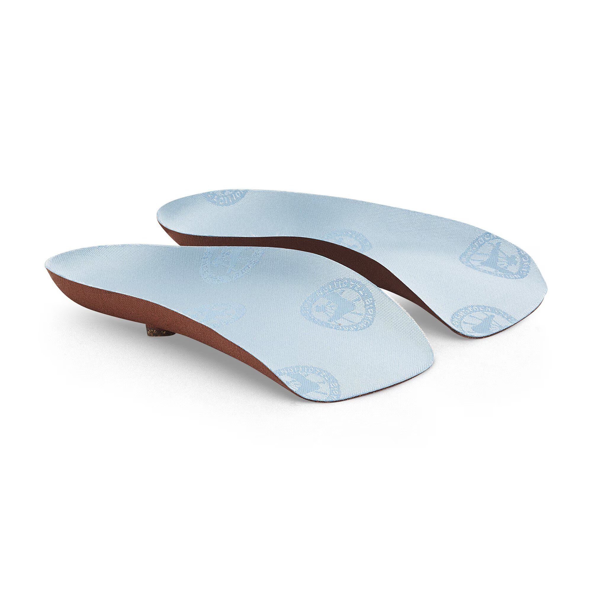 Sapatos de salto alto com palmilha azul em couro.