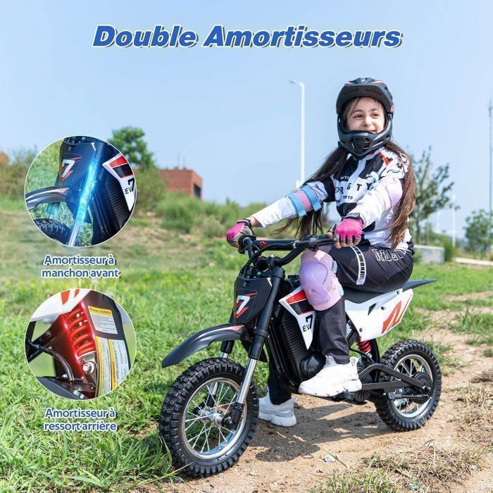 Moto Electrique Enfants EVERCROSS TECH EV12M Pro, Moteur 300W, 3 Modes de Vitesse,15 KM, Pneu 12'', Musique Bluetooth Cadeau Rose