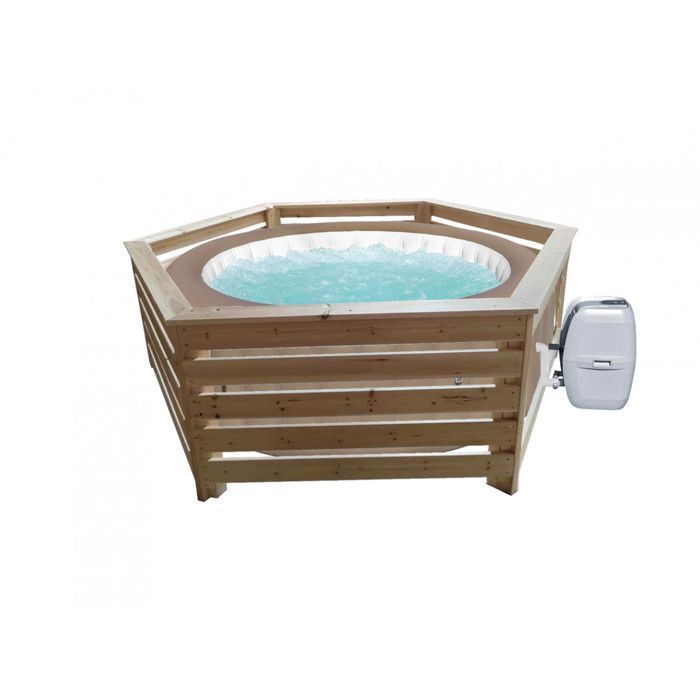 Revestimiento hexagonal de madera Habrita Foresta HAB 2722 BN para spas y piscinas hinchables 2,77x2,21x0,71m