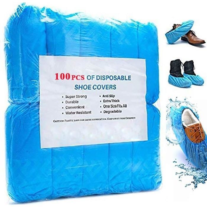Ezlife Couvre-chaussures Jetables Imperméable 100 Pcs Surchaussures Jetables Antidérapante en Plastique CPE Protege Chaussures