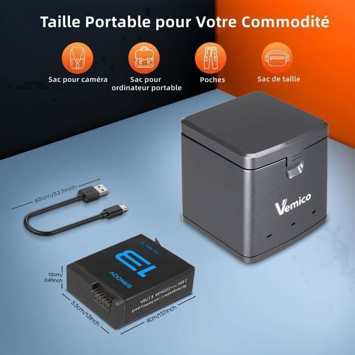 Batterie - HERO13 - Enduro - 2100mAh - Lithium Ion - Chargeur 3 canaux