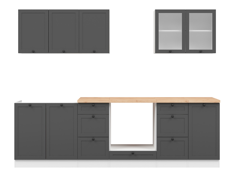 Komplet kuchenny Junona Line 260 cm grafitowy  z blatem