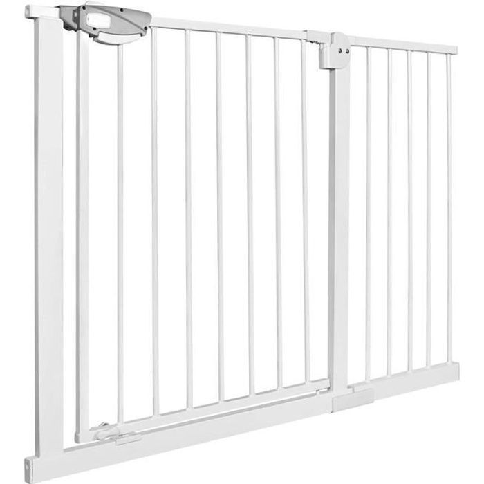Aufun Safety Gate for Doors and Stairs, Pressure Mounting, For Spaces 105-115cm, for Pets, Babies and Children - White