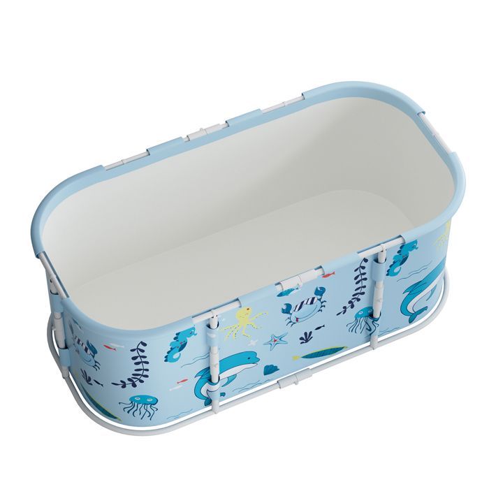 Hopfällbart badkar för vuxna och barn, 110x60x50cm, babypool, värmehållning, isbad, ljusblå