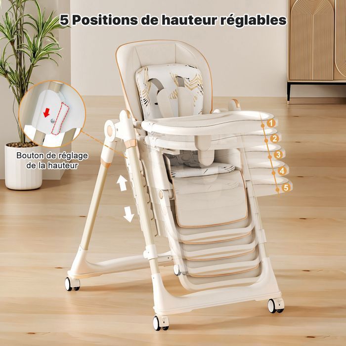 MAGICFOX High Chair, Child's Armchair, Baby Care, Mealtime, Folds, With Tray, Footrest, Adjustable Height, Newborn