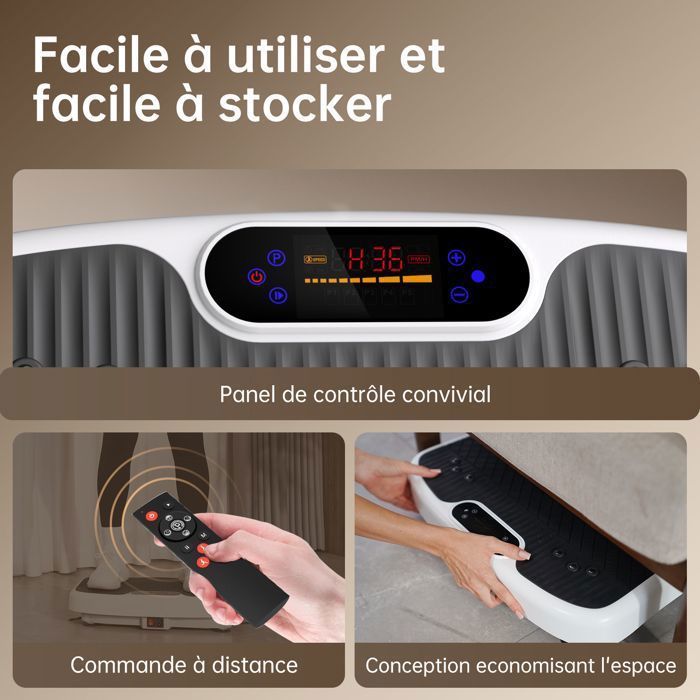 Plateforme vibrante - JOROTO - JV35B - 5 programmes - 99 niveaux d'intensité - Télécommande et bandes de résistance
